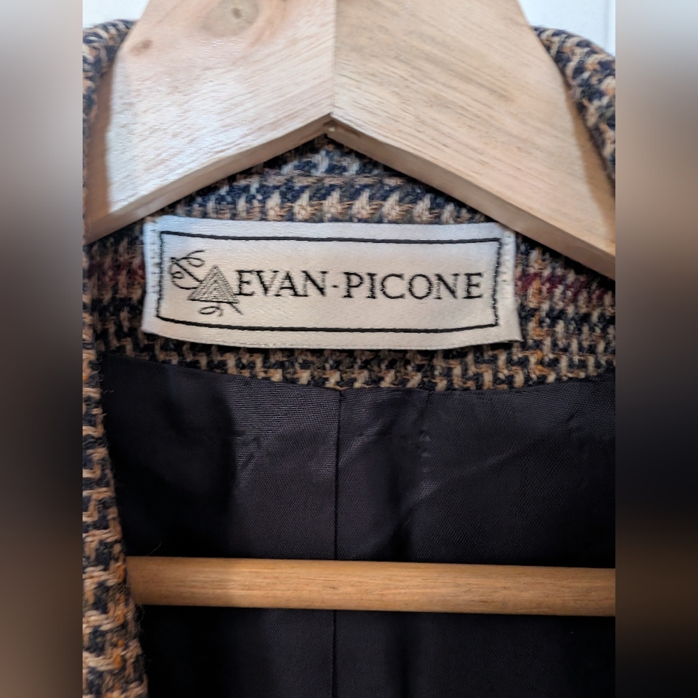 Vintage Evan Picone 2 Piece Plaid Wool Suit Set Skirt/Blazer W10 Red/Browns - Picture 6 of 16